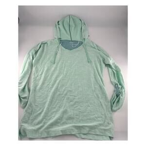 Columbia Shirt Womens Extra Large Green Blue Lightweight Hoodie Pullover Comfort